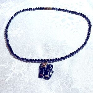 Vintage Elephant Trunk Up for Good Luck Hematite Necklace 16" Screw Closure